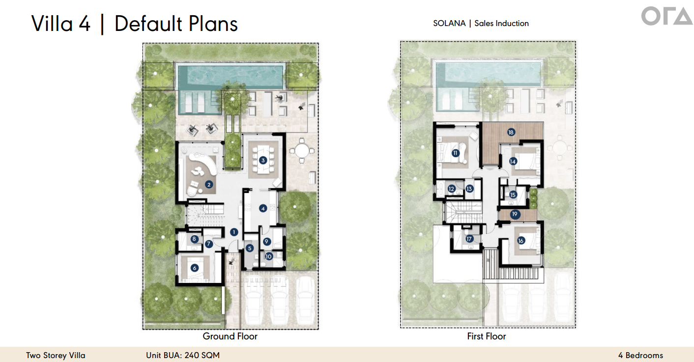 Floor plan for villa at Solana