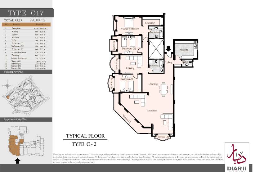 Floor plan for apartment at Diar II
