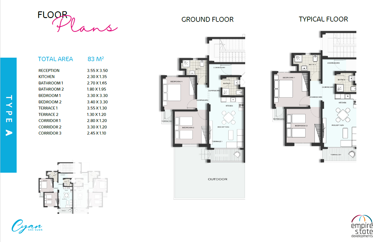 Floor plan for apartment at Cyan Ras Sudr