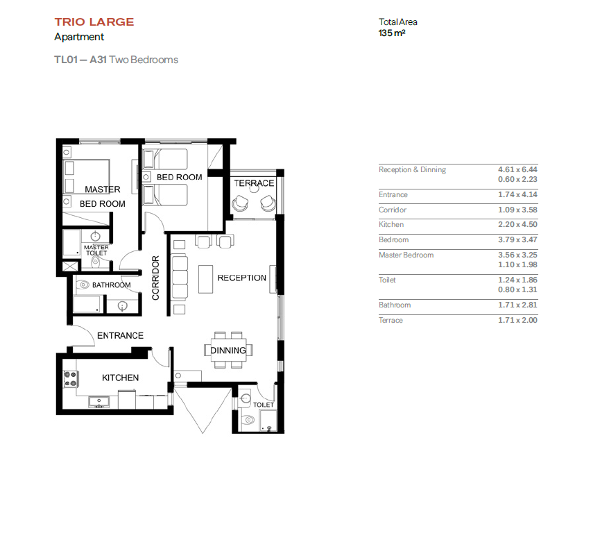 Floor plan for duplex at Trio