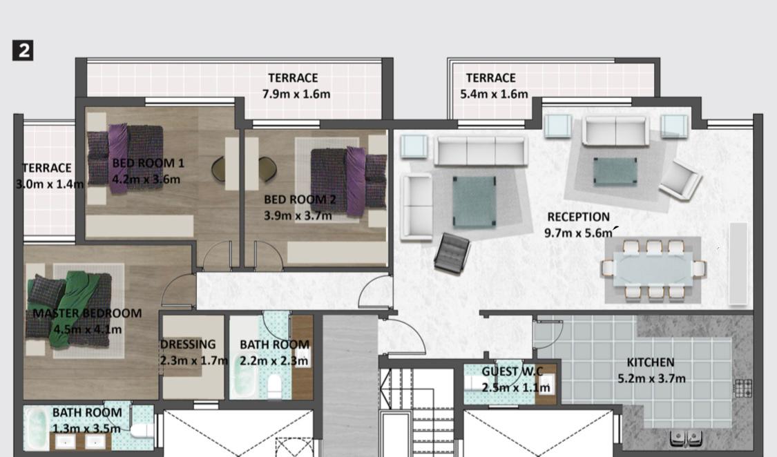 Floor plan for apartment at Fifth Square Al Marasem