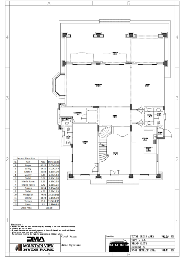 Floor plan for villa at Mountain View Hyde Park