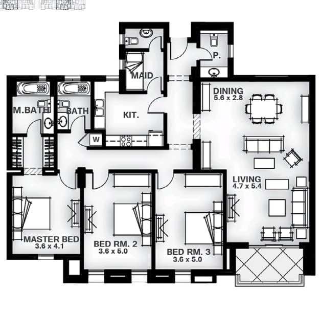 Floor plan for apartment at Boulevard Residences - Mivida