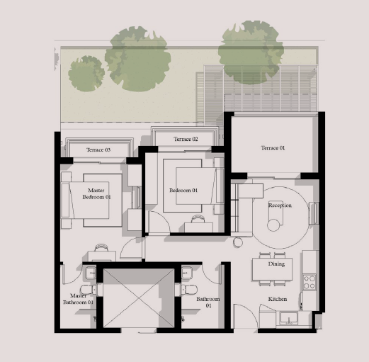 Floor plan for chalet at Ayla Jefaira