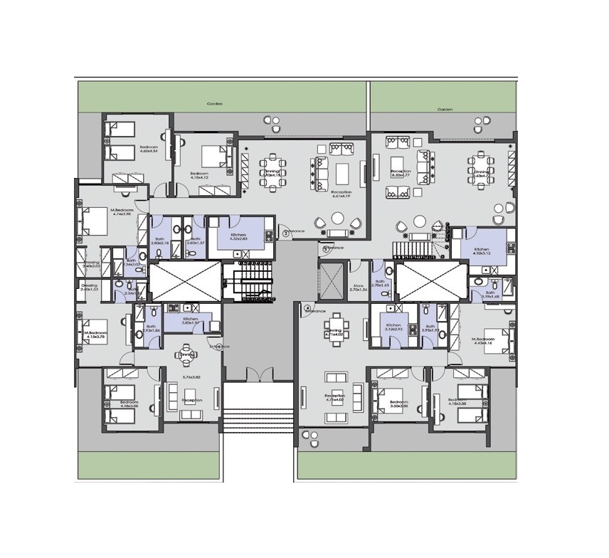 Floor plan for duplex at El Patio Oro