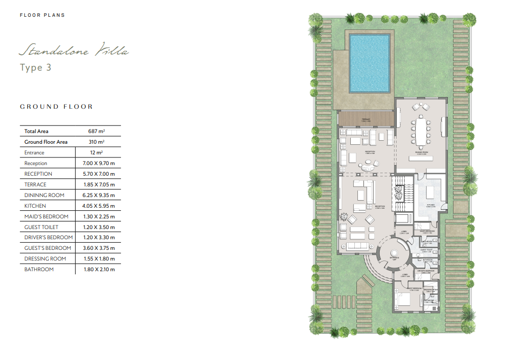Floor plan for villa at Grand Park