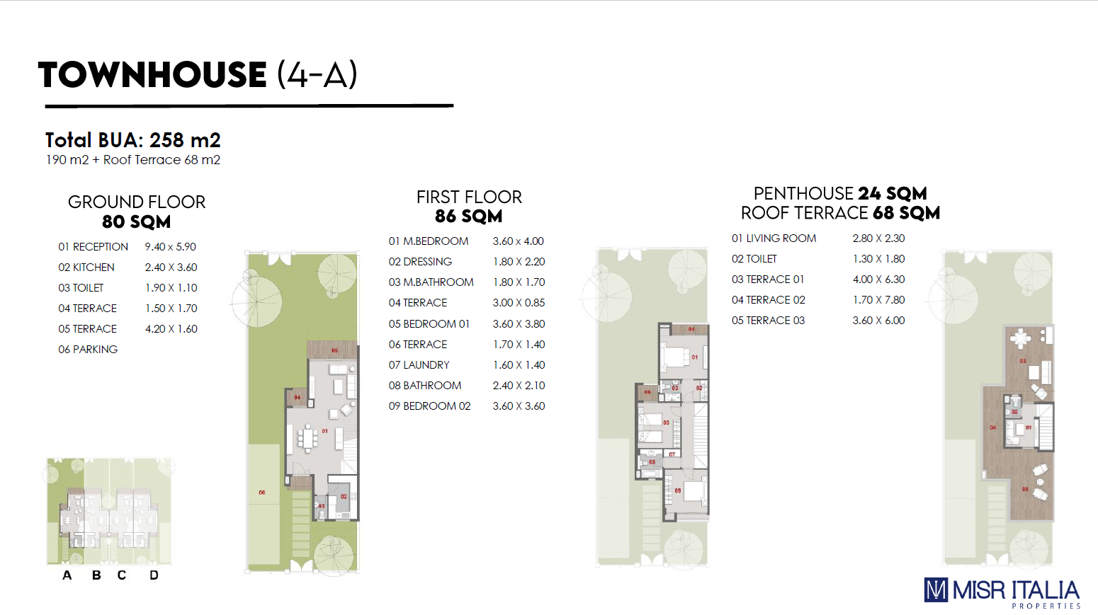 Floor plan for townhouse at Il Bosco New Capital