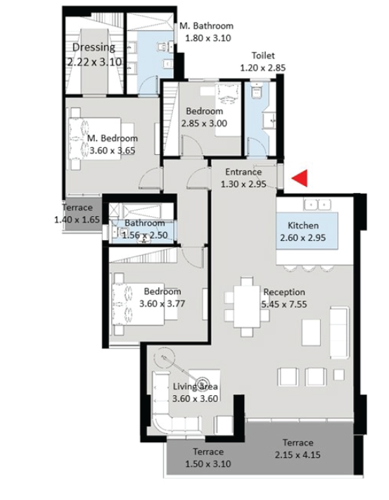 Floor plan for apartment at The Curve