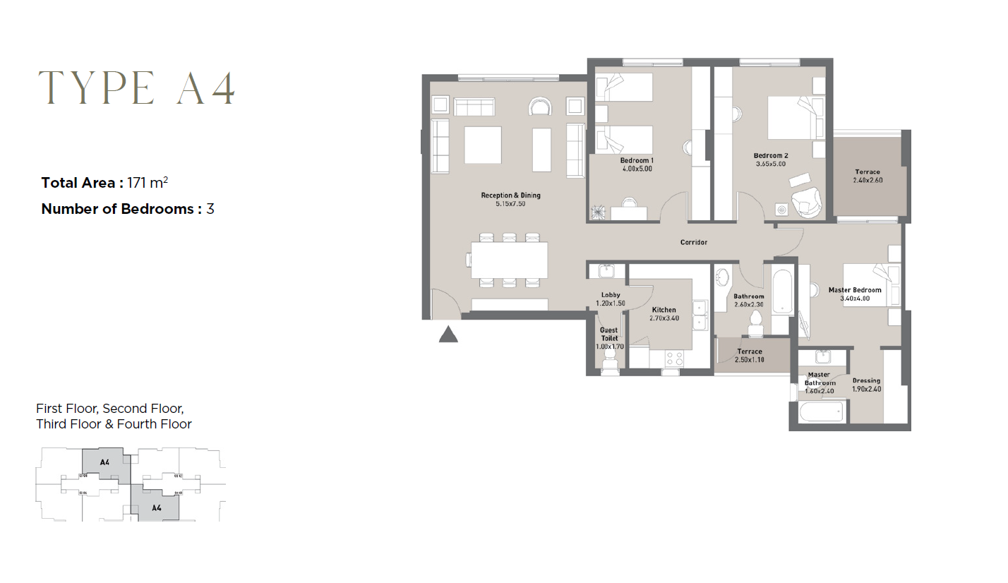 Floor plan for apartment at Al Maqsad Residences