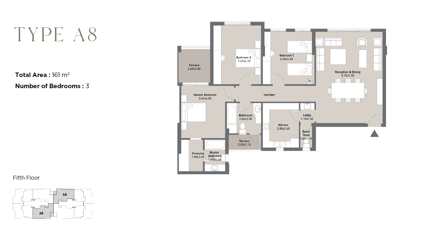 Floor plan for apartment at Al Maqsad Residences