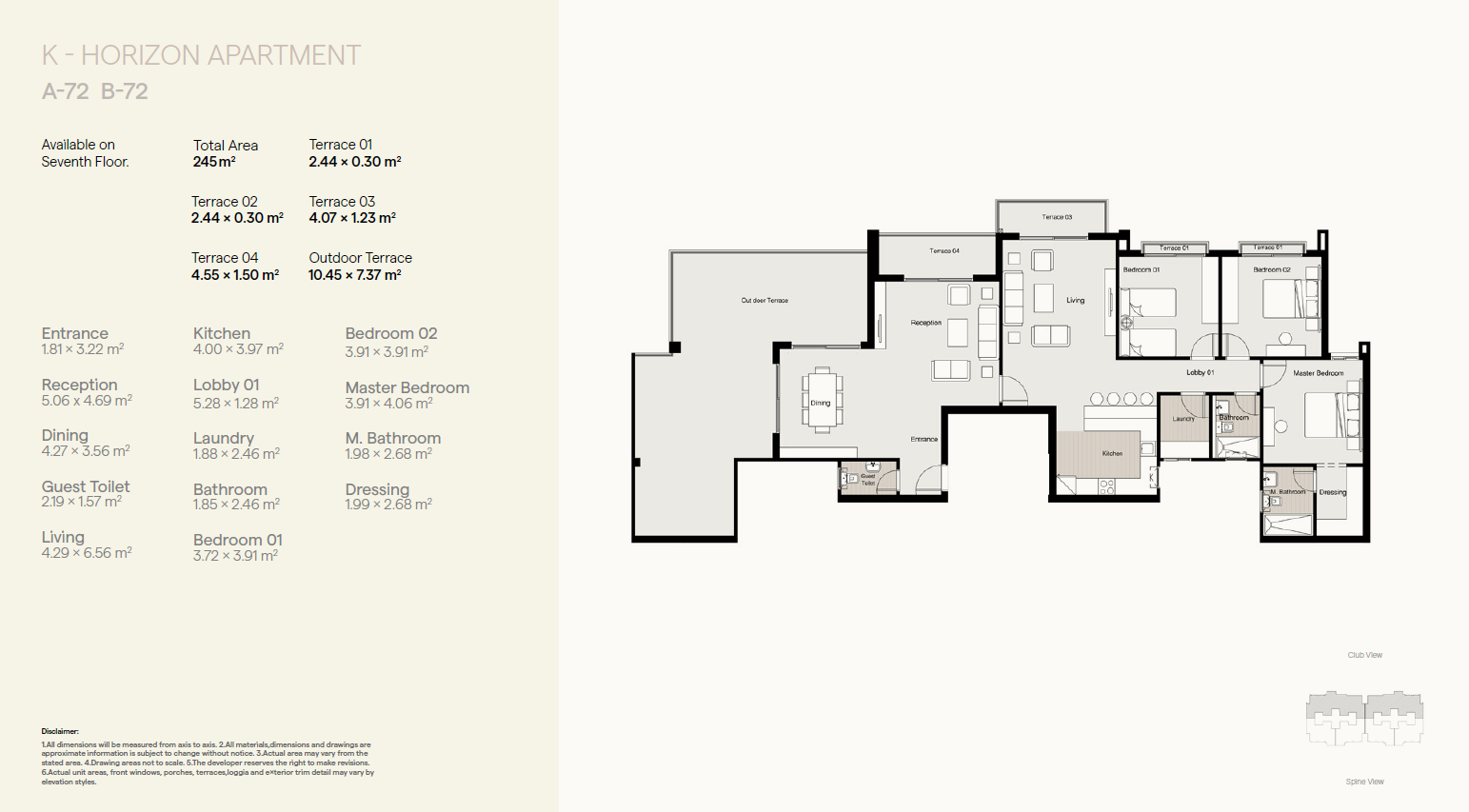 Floor plan for apartment at Residence Eight Sky Abu Dhabi