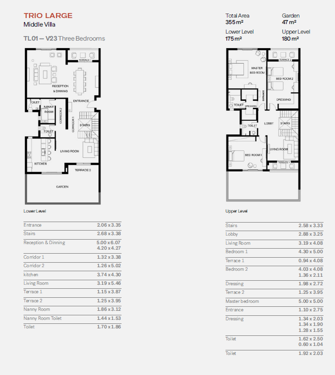 Floor plan for duplex at Trio