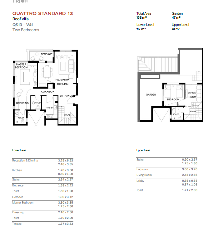 Floor plan for duplex at Trio