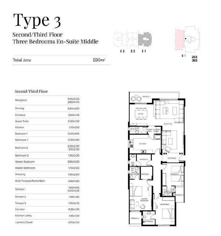 Floor plan for apartment at Trio