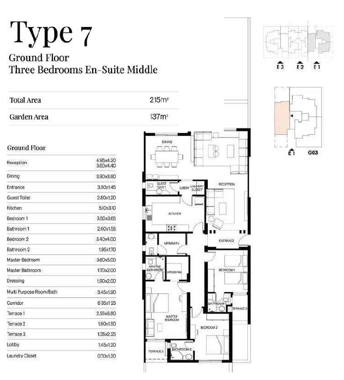 Floor plan for apartment at Trio