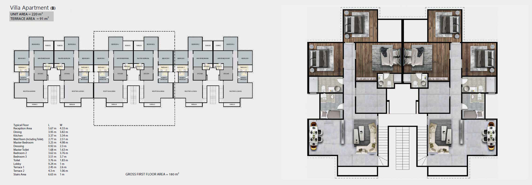 Floor plan for villa at V levels