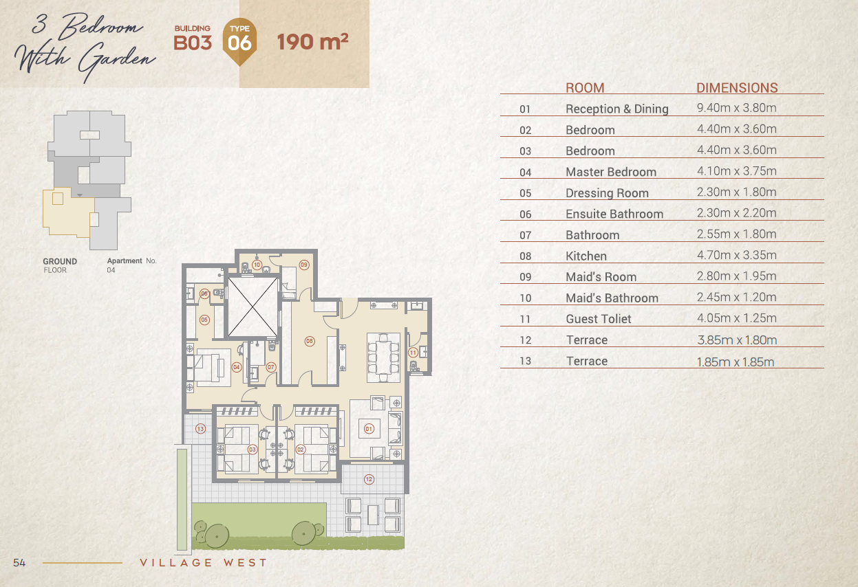 Floor plan for apartment at Village West