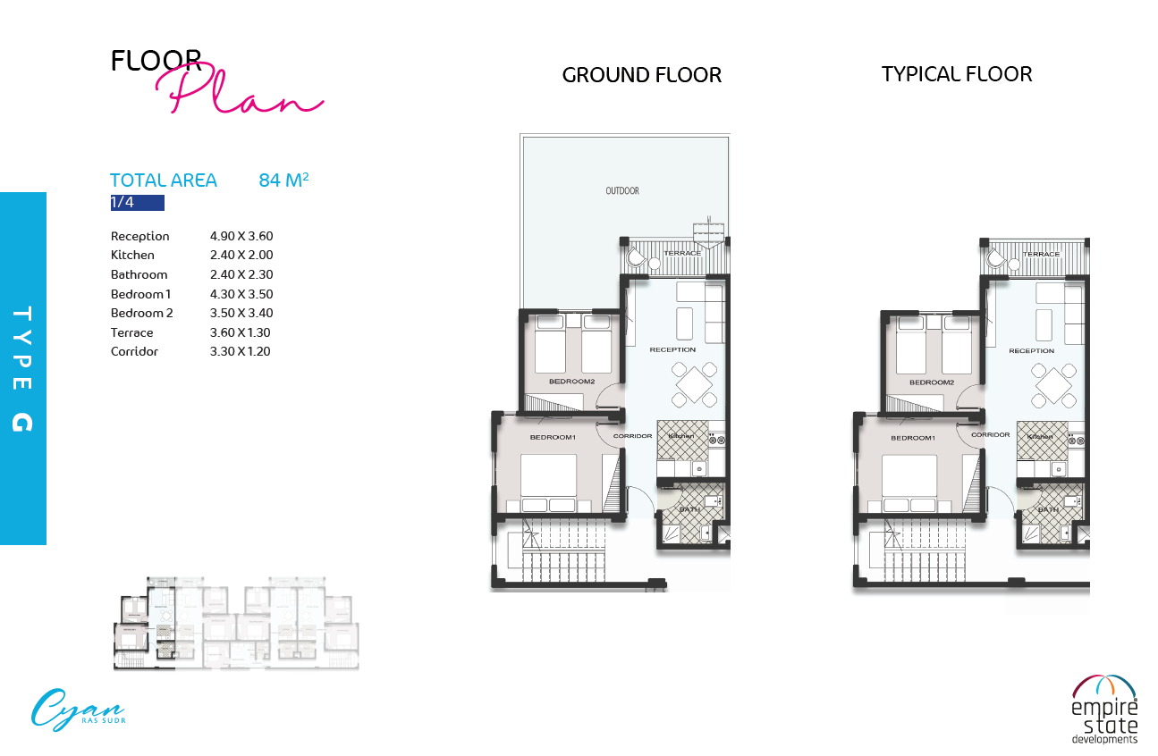 Floor plan for chalet at Cyan Ras Sudr