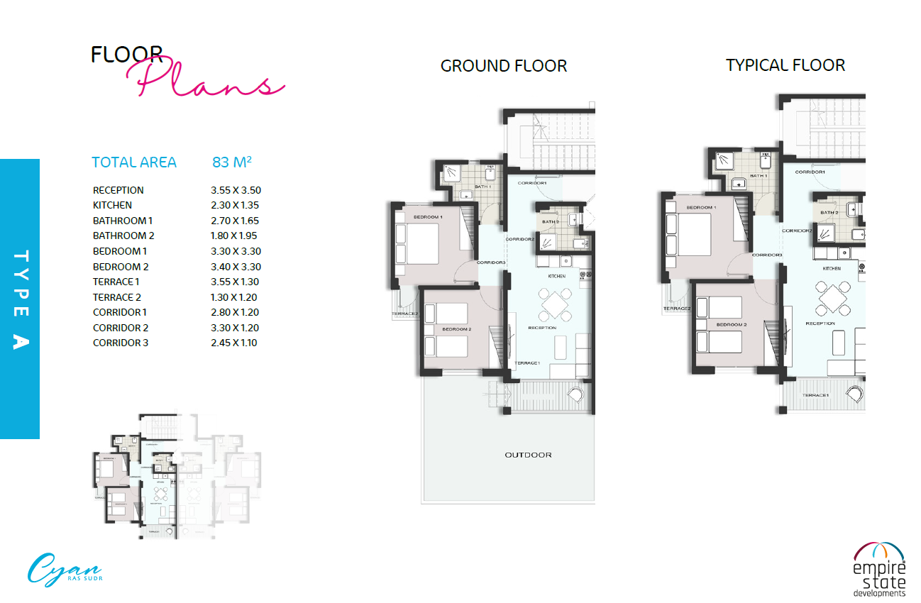 Floor plan for chalet at Cyan Ras Sudr