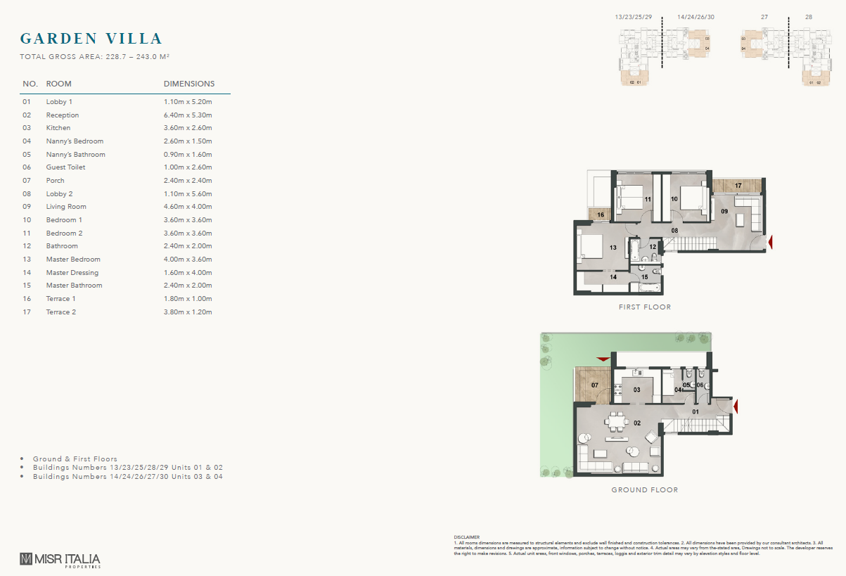Floor plan for villa at Vinci