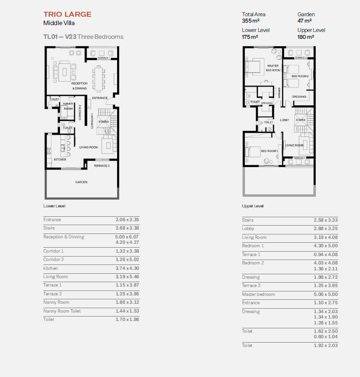 Floor plan for duplex at Trio