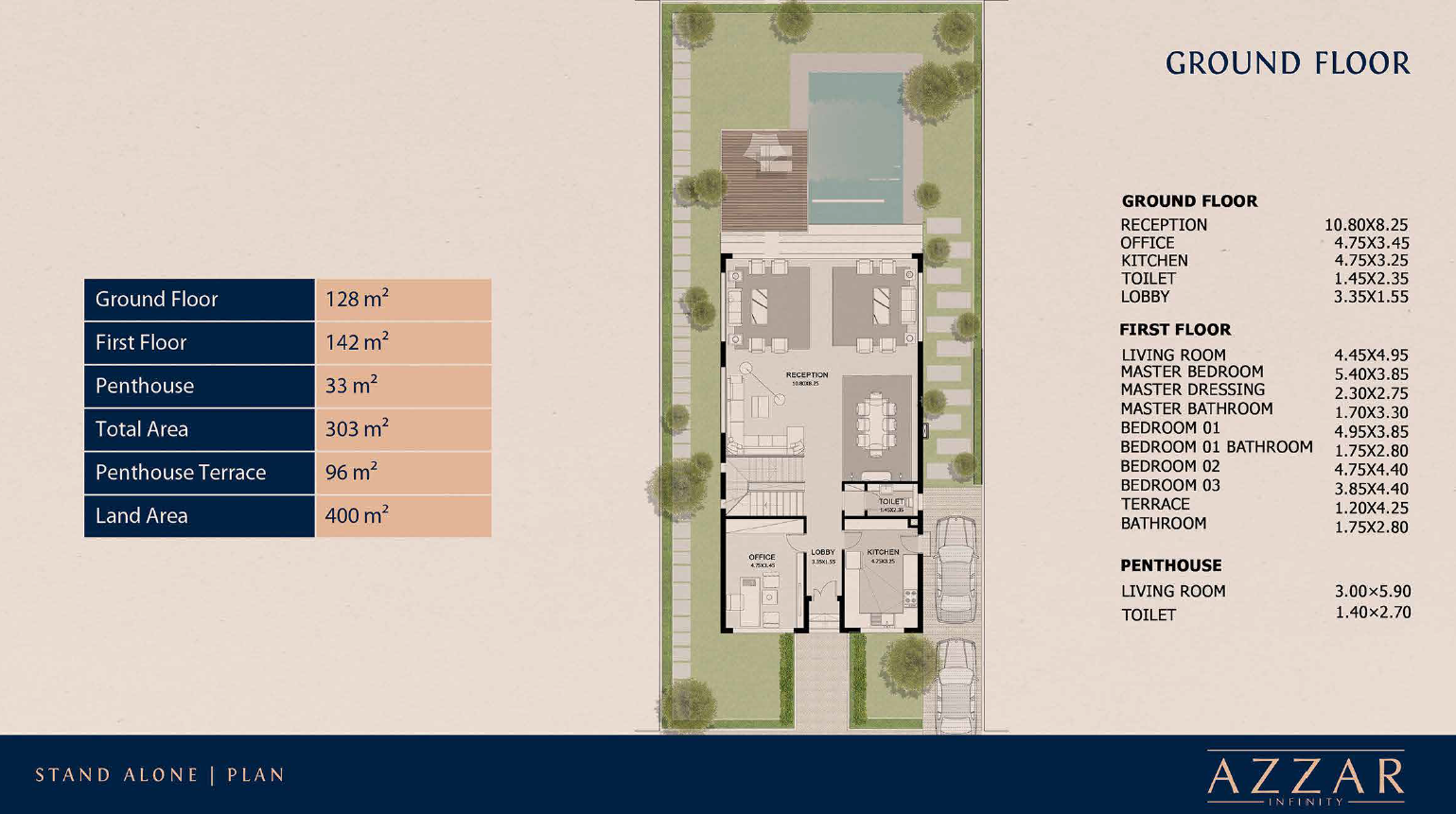 Floor plan for villa at Azzar New Cairo