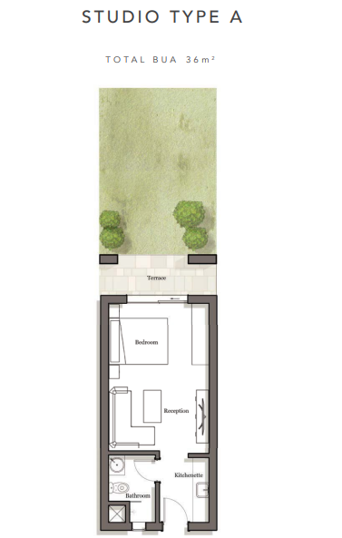 Floor plan for studio at Jefaira