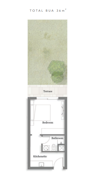 Floor plan for studio at Jefaira