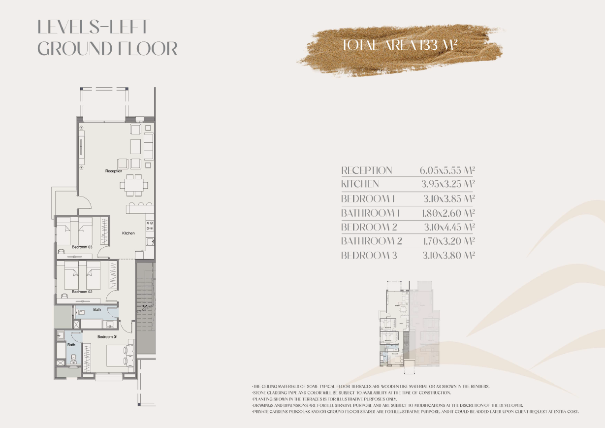 Floor plan for chalet at Telal Sokhna