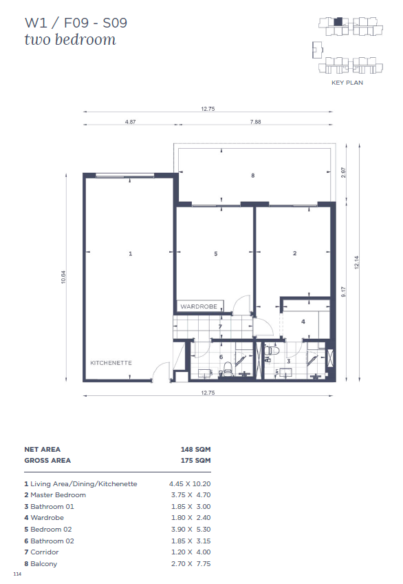Floor plan for apartment at WBR1