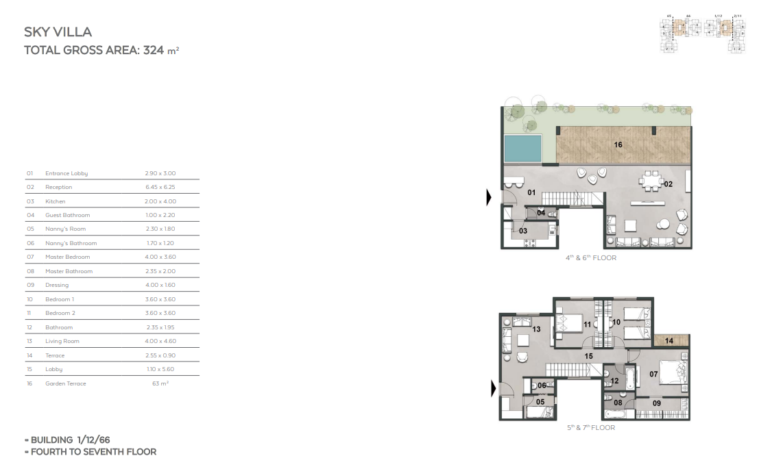Floor plan for duplex at Vinci