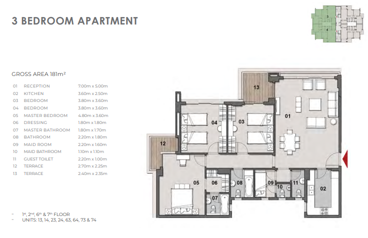 Floor plan for apartment at Il Bosco New Capital