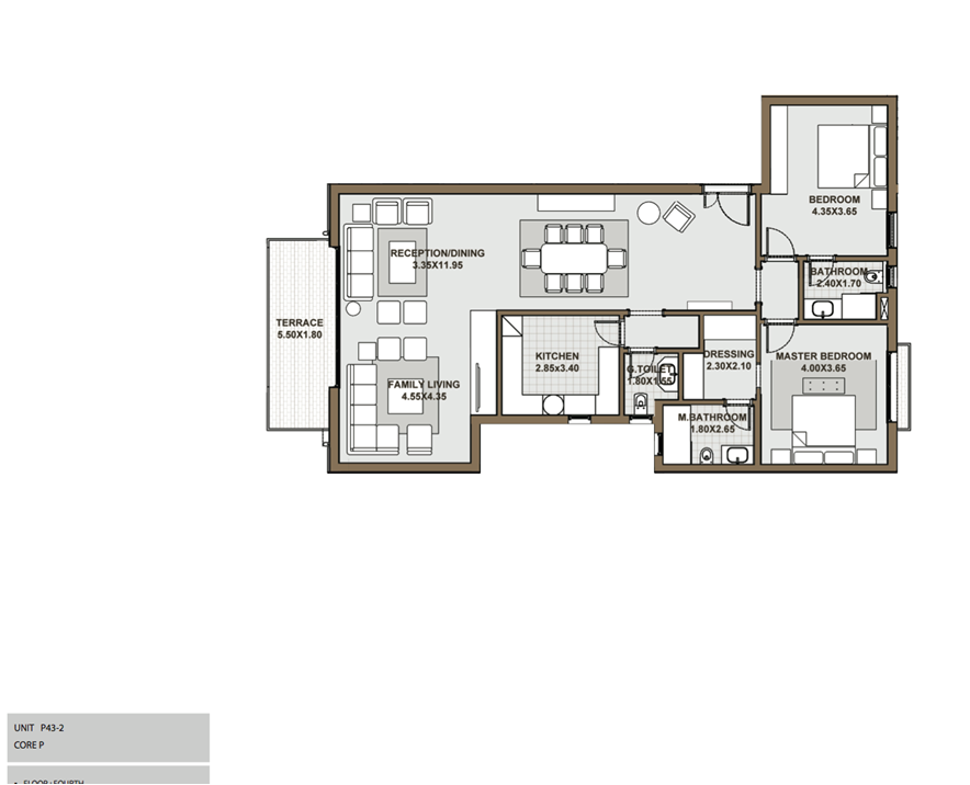 Floor plan for apartment at Forty West Phase II