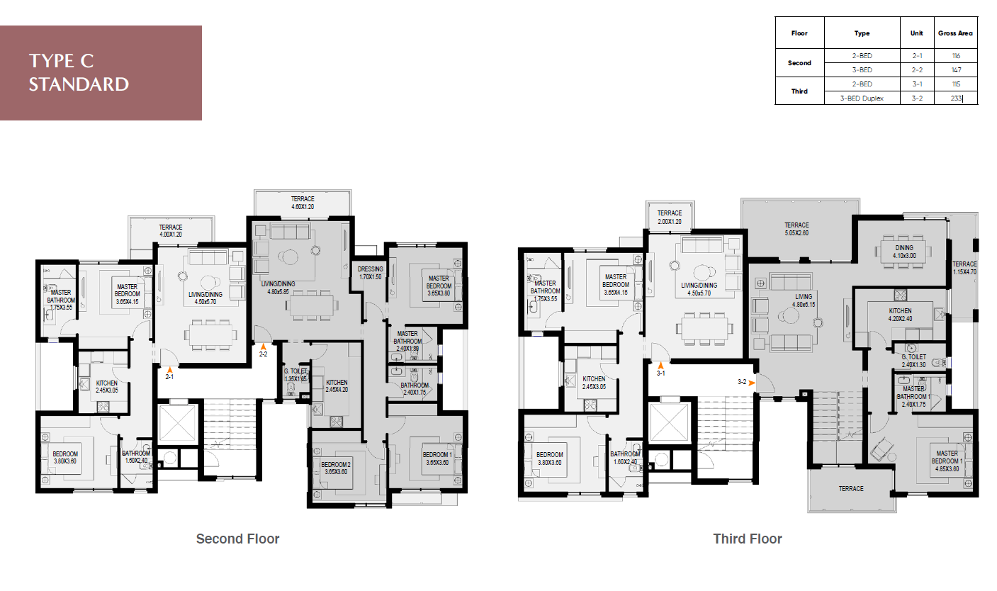 Floor plan for duplex at O West Orascom
