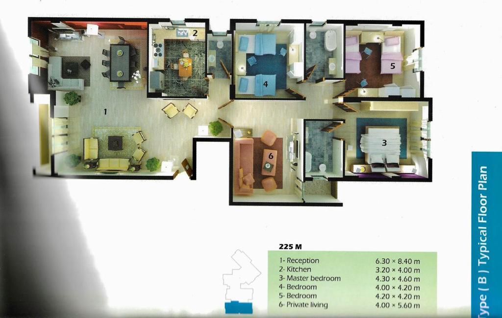 Floor plan for penthouse at Highland Park