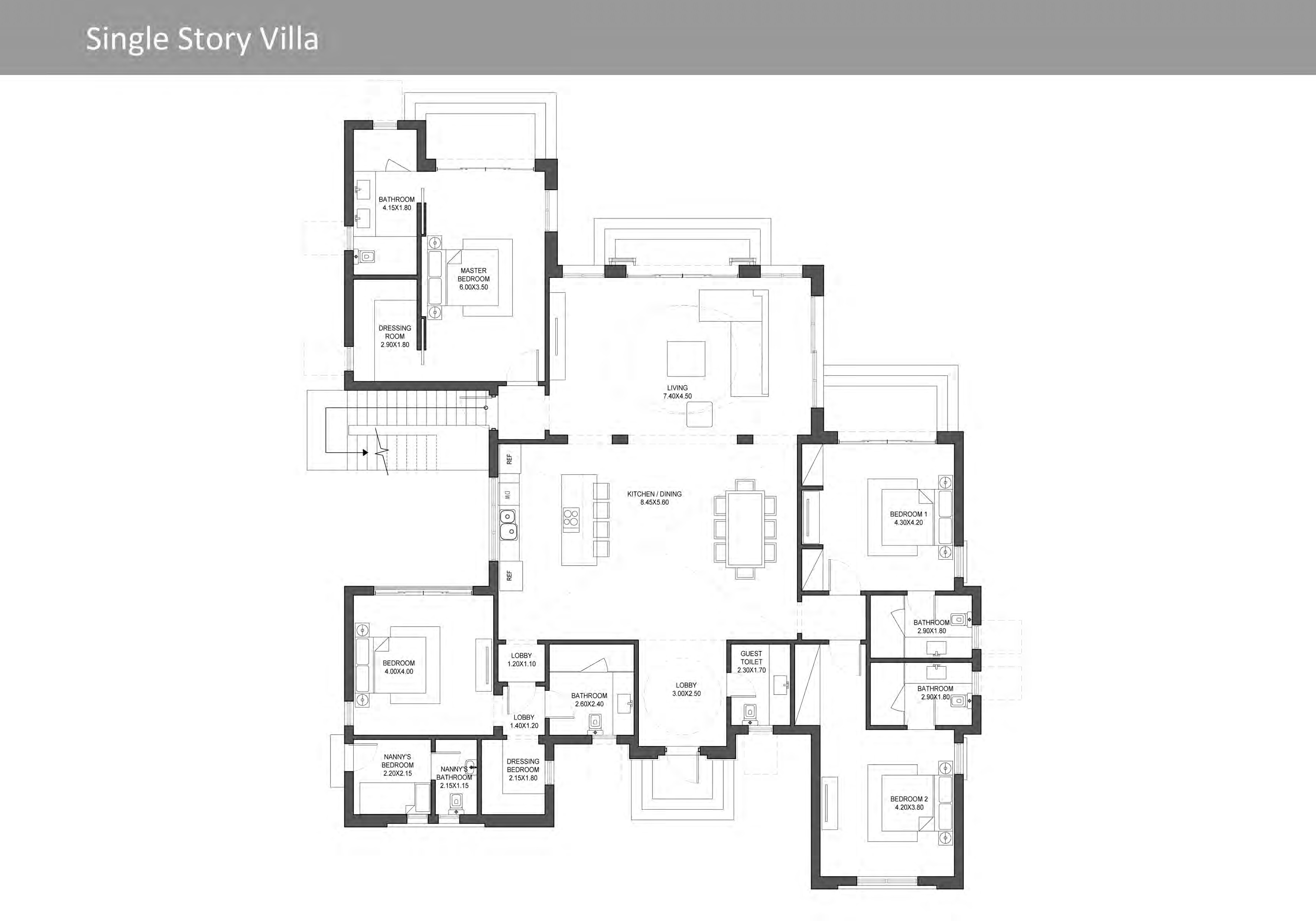 Floor plan for villa at Ancient Sands Golf Resort