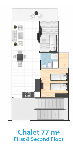 Floor plan for chalet at Cape Bay Blumar Lasirena