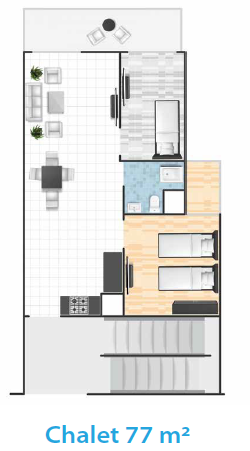 Floor plan for chalet at Cape Bay Blumar Lasirena