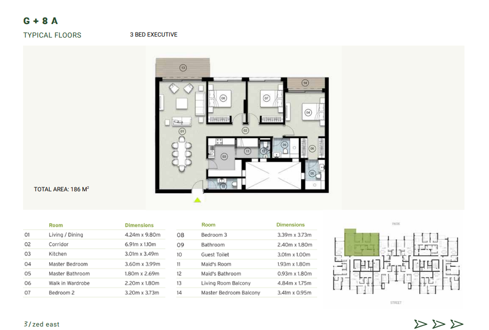 Floor plan for apartment at ZED East