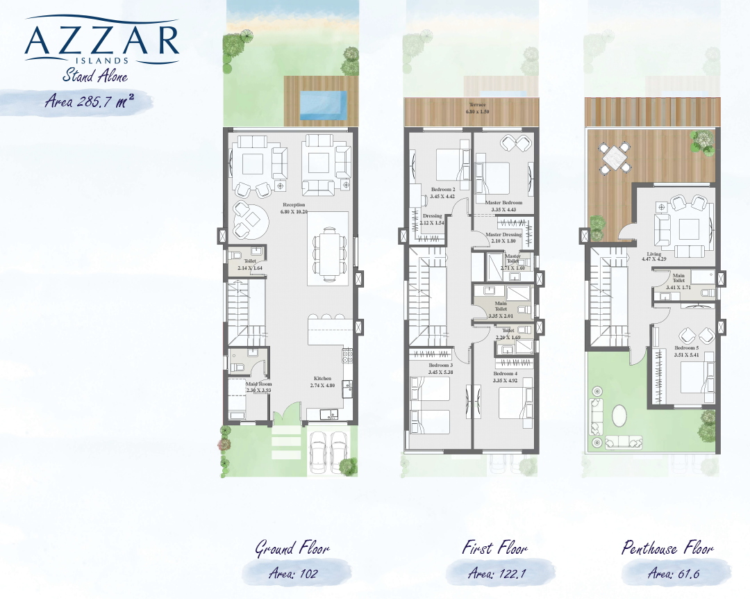 Floor plan for villa at Azzar  Island