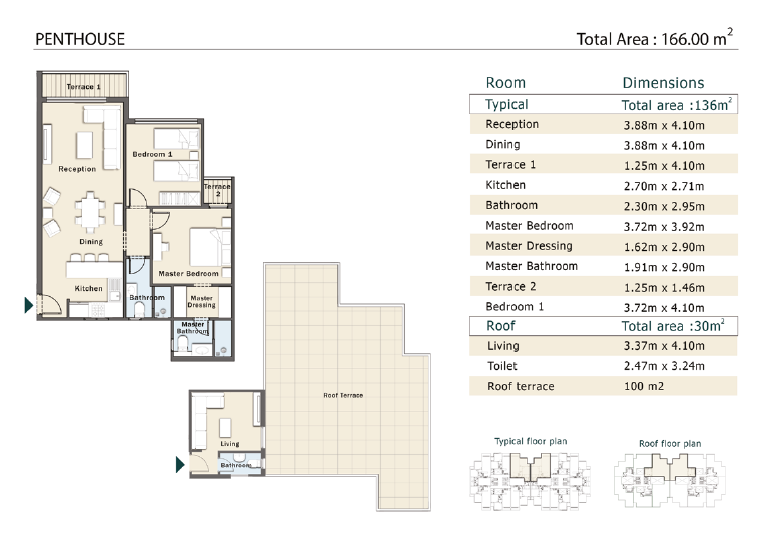 Floor plan for penthouse at Aster Residence