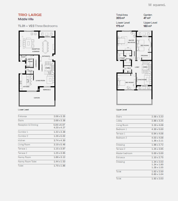 Floor plan for duplex at Trio