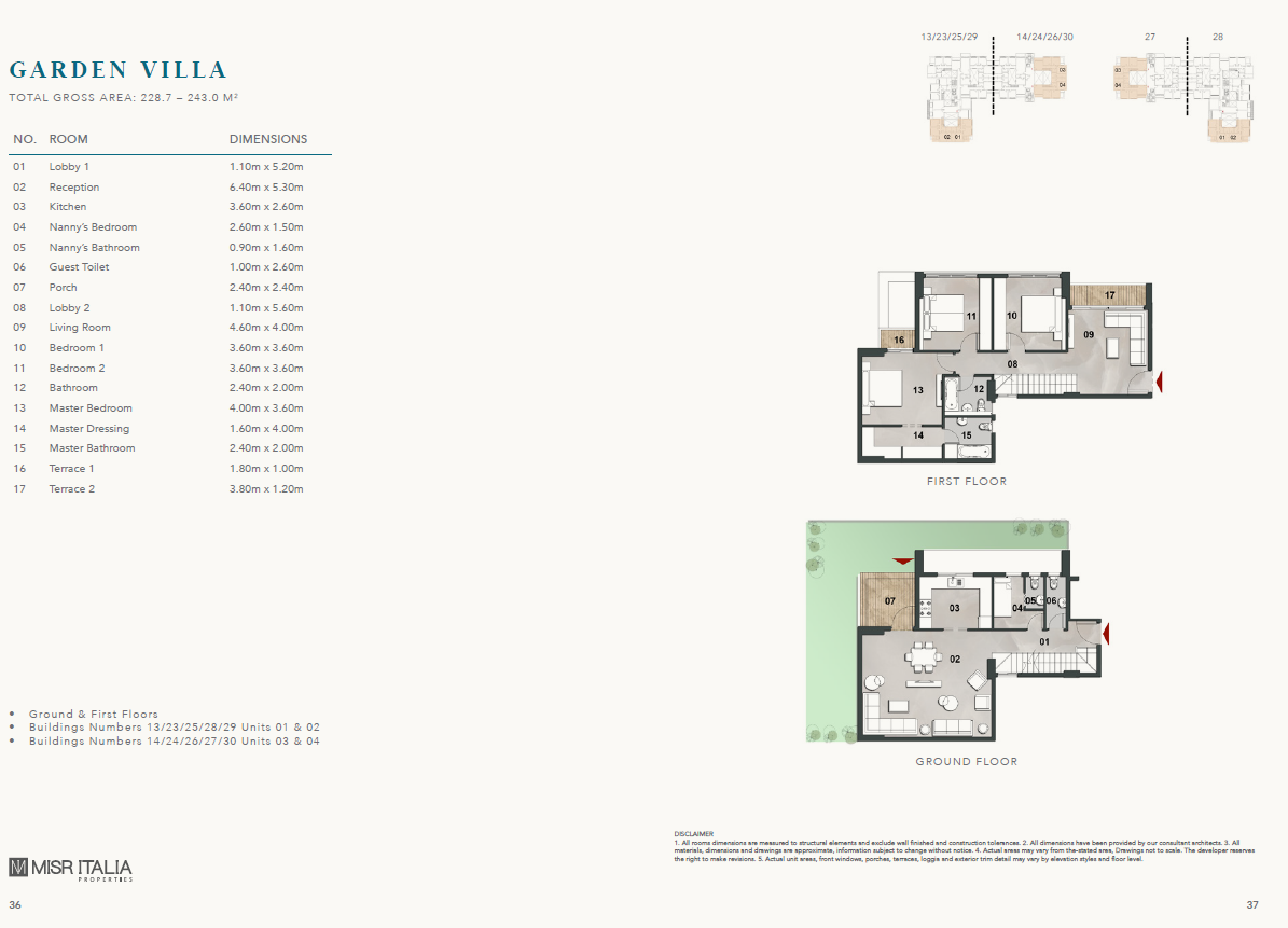 Floor plan for villa at Vinci