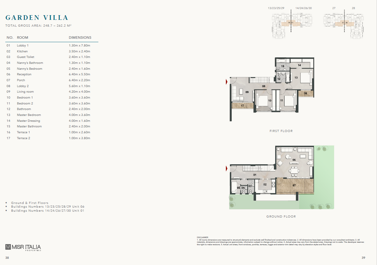 Floor plan for villa at Vinci