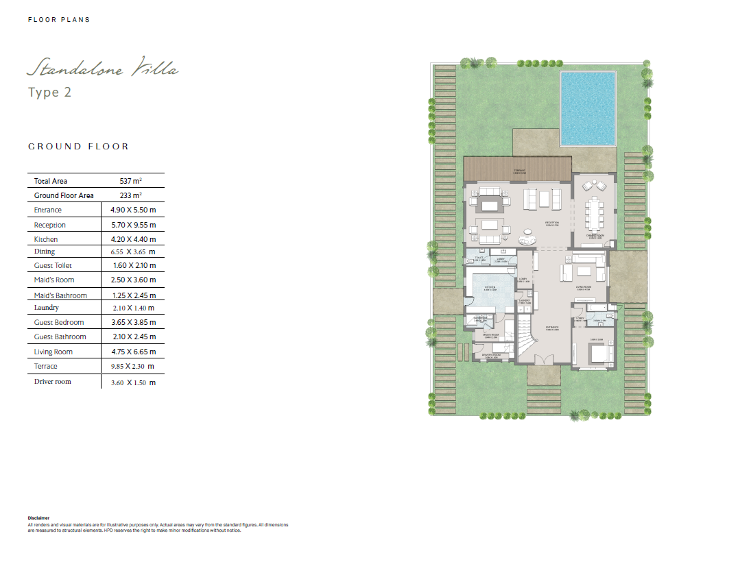 Floor plan for villa at Grand Park