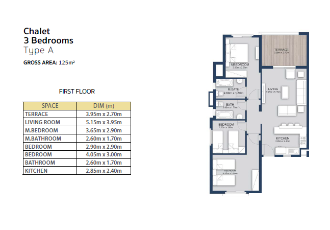 Floor plan for chalet at Evia Mountain View
