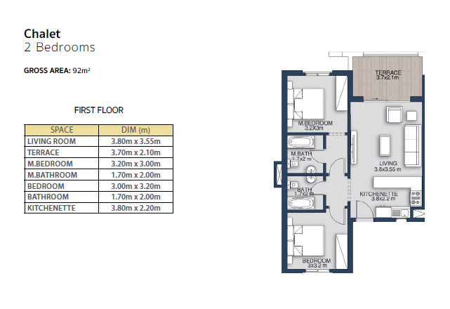 Floor plan for chalet at Evia Mountain View