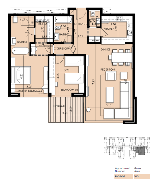 Floor plan for apartment at 205 Arkan Palm