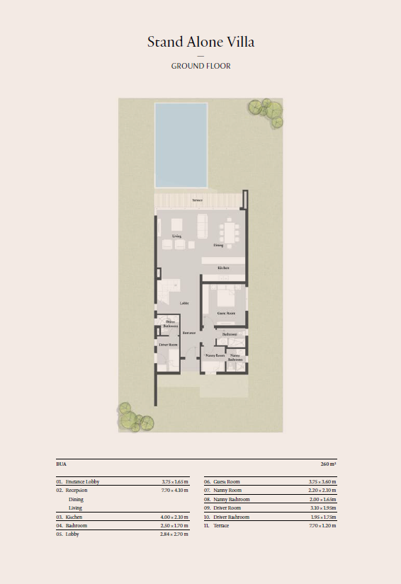 Floor plan for villa at Carnelia