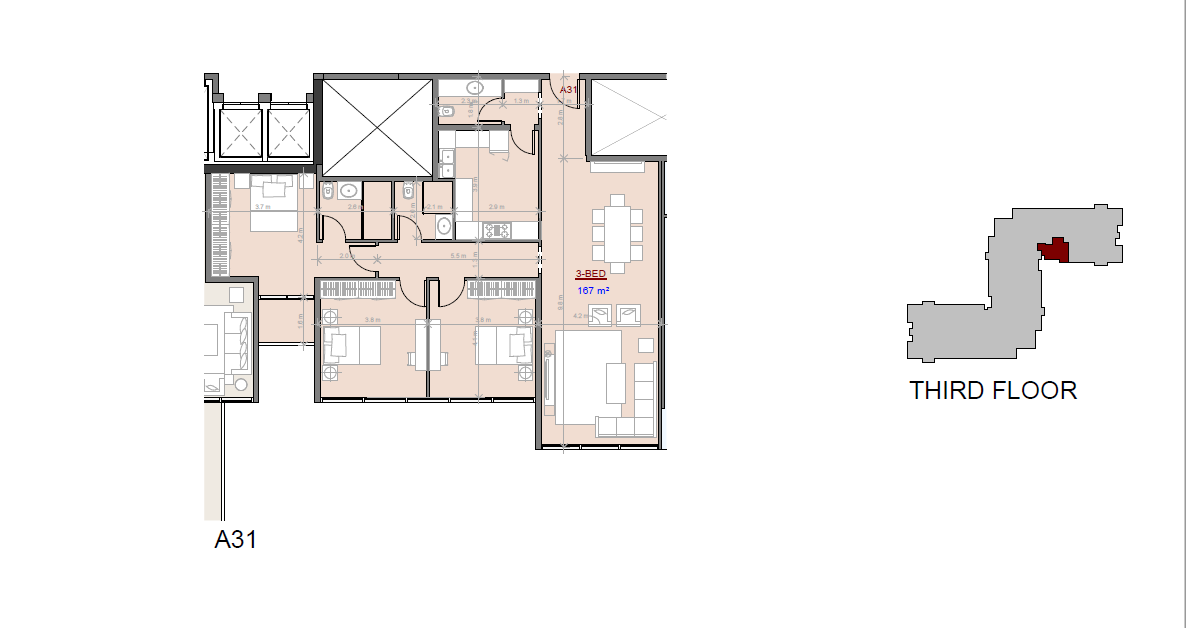 Floor plan for apartment at The View Waterway